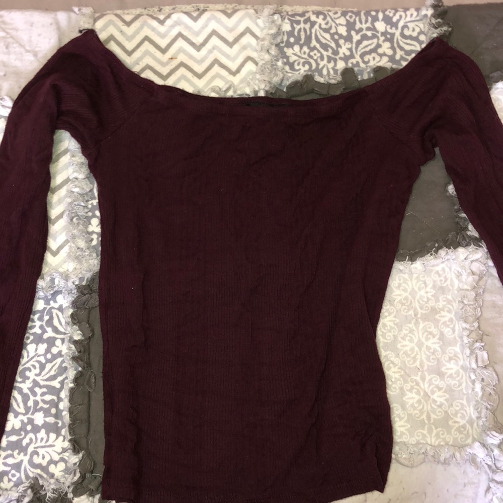 long sleeve burgundy shirt
